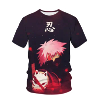 Boys Naruto Wind Transmission Anti Village Symbol Men T-shirt Uzumaki Animation T-shirt Boys' T-shirt Naruto Running T-shirt