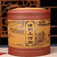 紫砂茶葉罐大號陶瓷密封普洱茶收納盒儲茶罐存茶罐七餅茶缸茶葉盒 YYP【摩可美家】