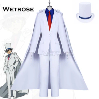 【Wetrose】In Stock Kaitou Kiddo Cosplay Costume Kid. the phantom thief Kuroba Kaito Full Set Hat Suit