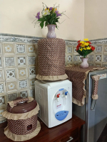 Tutup Kulkas 1 Set Lengkap Cover Sarung Tutup Galon Taplak Kulkas Tutup Mejikom Full Set Galon Kulk