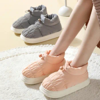 Xiaomi Winter Cotton Shoes PVC household Thick Sole Anti-slip Warm Couple Slippers Waterproof Down Feather Cloth high Quality