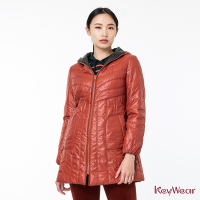 KeyWear奇威名品    雙色雙面穿保暖鋪棉外套-磚紅色