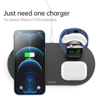 Mcdodo - 3in1磁吸無線 黑色 / 充電支架/ iPhone/ Apple/ MagSafe/ 15W/ 快充/ AirPods/ iWatch/ ipod/ 無線充電/ 轉接器