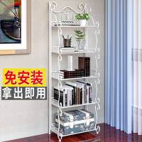 簡易書架落地書本收納架小書架免安裝多層家用客廳臥室折疊置物架