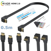 50cm HDMI-compatible 2.0 Male to Male Extension Cable Support 4K 60Hz Resolution for Blu Ray Player, 3D TV, HDR，Roku, Xbox360；