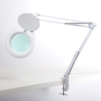 【Hamlet】2.3x/5D/127mm 工作用薄型LED檯燈放大鏡 自然光 桌夾式(E015-3)