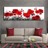 Lukisan bunga mawar merah tekstur timbul modern 60x120 no frame