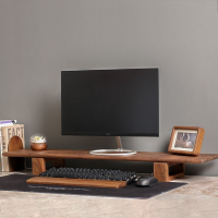 免運 桌上型螢幕增高架 顯示器增高架顯示屏底座墊高黑胡桃木板支架置物架臺式電腦桌面