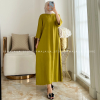 Irmalaila - Daster Polos Twill Tebal Tangan 3/4 Bumil Busui Friendly Nyaman Katun Rayon Twill Panjan