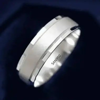 Cincin Kawin Nikah Tunangan Pria SAN950 P01 - Perak 950 Platinum Palladium | Custom Size Motif Facet