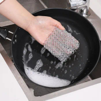 Stainless Steel Cleaner Chain Mail Scrubber Home Cookware Cleaning Tool Cast Iron Clean Chain Pot Strainer Kitchen Gadgets