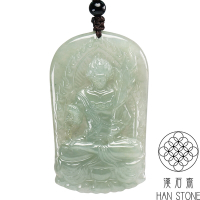 【漢石齋】天然翡翠A貨 文殊菩薩玉珮吊墜 冰糯種(36*60*6mm)