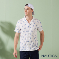 Nautica男裝 夏日熱帶鳳梨印花短袖襯衫-白色