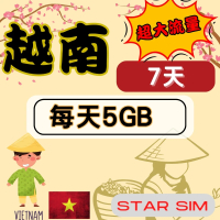 【星光卡 STAR SIM】越南上網卡7天 每天5GB超大高速流量(旅遊上網卡 越南 網卡 越南網路)