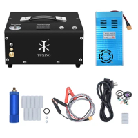TUXING TXET061 4500Psi 300Bar PCP Air Compressor Oil/Water Free Built-in Drain System with 12V Power Adapter for PCP Air Rifle