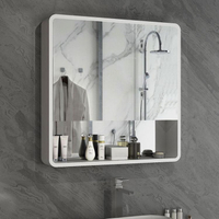 北歐黑白實木浴室鏡櫃防水衛生間鏡箱掛牆式儲物收納鏡子帶置物架