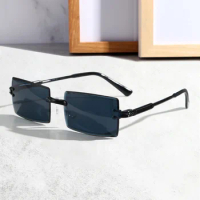 Retro Frameless UV Resistant Sunglasses Cut Edge Square Jelly Color Ocean sunglasses Outdoor Travel Sunproof Ultraviolet Eyewear