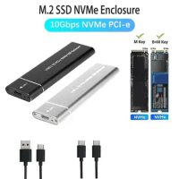 M.2 Nvme Ssd Enclosure Adapter Aluminum Usb C 3.1 Gen2 10gbps To Nvme Pcie External Box For 2230/2242/2260/2280 M2 Nvm M8t9