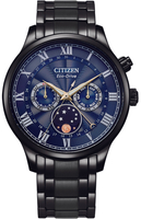 CITIZEN 星辰錶 Eco-Drive 極光月相時尚大錶面腕錶(AP1055-87L)-42mm-藍面鋼帶【刷卡回饋 分期0利率】【APP下單4%點數回饋】