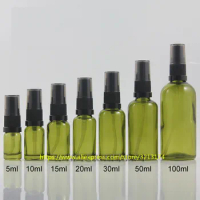 5ml to 100ml Olive Green Glass Bottle With Pump Or Sprayer,For Lotion Perfume Essential Oil Moisturizer Facial Water Skin Care
