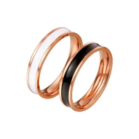 White Black Ring for Man Woman Rose Gold Color 316L Stainless Steel Charm Couple Jewelry Gift Wholesale(GR212)