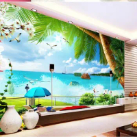 custom photo wallpaper 3d living 3d wallpaper Tree beach scenery backdrop photo 3d wallpaper fantasy wallpaper 3d