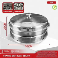Prasmanan Roll Top Hotel Chafing Dish Rolltop Chaving Dish Bulat Stainless Set Tempat Warmer Saji 6