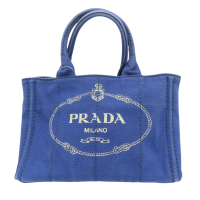 【二手名牌BRAND OFF】PRADA 普拉達 藍色 帆布 手提包 (無背帶)