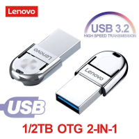 Lenovo Metal OTG USB Flash Drive USB 3.2ไดรฟ์ปากกาความเร็วสูง2-IN-1การถ่ายโอนไฟล์2TB 1TB ความจุจริงกันน้ำ Pendrive