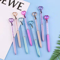 10Pcs/Lot Cute Love Heart Diamond Ballpoint Pen Colorful Crystal Gem Rotating Gel Pens Student School Office Stationery Supplies