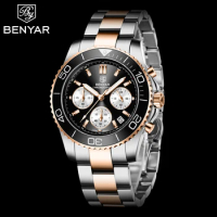 BENYAR Top Brand 2021 New Men's Quartz Watches Seiko VD53 Sapphire Stainless Steel Chronograph Men's Military Clock Reloj Hombre