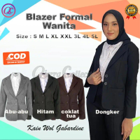 Blazer Formal Wanita Blezer Kerja Cewek Jas Kuliah Jaz Magang Bahan Wol Gabardine Ukuran Slim Regule