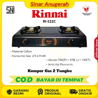 PROMO RINNAI KOMPOR GAS 2 TUNGKU RI 522C / RI 522 C / RI-522-C TEFLON API BIRU GARANSI RESMI