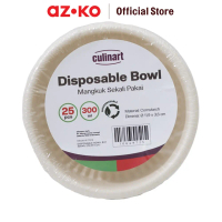 AZKO Culinart 300 ml Set 25 Pcs Mangkuk Saji Sekali Pakai Cornstarch - Putih Serving Bowl Mangkuk Sa