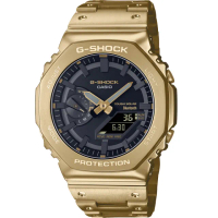 【CASIO 卡西歐】G-SHOCK 全金屬系列 太陽能錶 藍牙錶 運動錶 男錶 指針錶(GM-B2100GD-9 金色)