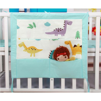 現貨 多層純棉嬰兒床收納袋多功能尿布儲物袋 嬰兒床尿布掛袋 尿布收納袋 嬰兒床掛袋