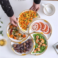 拼盤餐具組合團圓家庭聚餐盤過年網紅創意輕奢圓桌陶瓷餐具月亮盤
