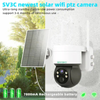 ICSEE Security Solar Camera Outdoor, Wifi Dome Camera With Solar Panel, Wireless IP CCTV, 7800mA Rec