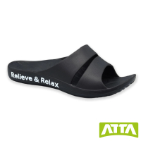 【ATTA】簡約休閒雙帶足弓均壓室外拖鞋(黑色)