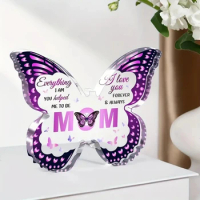 Unique Mom Gift Ideas Ornaments Butterfly-Shaped Acrylic Keepsake Mothers Day Birthday Christmas Thanksgiving Gift Room Decor