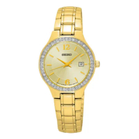 SEIKO 精工 氣質石英女錶 不鏽鋼錶帶 晶鑽錶圈 防水30米 (SUR782P1)