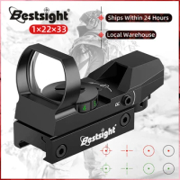 Bestsight Red Dot Sight Holographic Reflex Sight 4 Reticle Optics Red and Green Illuminated Collimator Sight Hunting Scopes