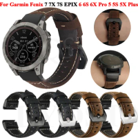 Leather 26 22mm Smart Watch Band For Garmin Fenix 7 7X 7S 5X 5Plus 6 6X Pro 3 HR QuickFit Release Approach S62/S60 Correa Straps