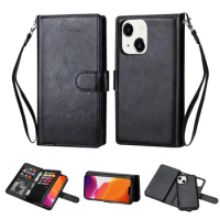 Removable 9 Card Slots 2 IN 1 Leather Wallet Phone Case For iPhone 14 13 12 Mini 11 Pro XS Max XR 7 8 6S Plus SE 100pcs/Lot