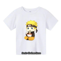 Anime Naruto Cartoons Children T-Shirt Kawaii T Shirt Bandai Children Casual Clothes Tee Shirt Kid Girl Boy Fashion Y2K Top