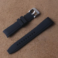 24mm 22mm 21mm 20mm 18mm Natural Rubber Silione watch band Strap Bracelet for Tudor Rolex Curved End Pin buckle Black Wrist band