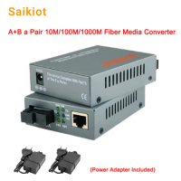 Saikiot SFP Fiber Media Converter 10/100/1000M 3/25/120KM Gigabit RJ45 Ethernet Switch Fiber Optical Media Converter