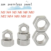 1-50pcs M3 M4 M5 M6 M8 M10 M12 M14 M16 M18 20 304 A2-70 Stainless Steel Left-Hand Hexagonal Nut, Counter Threaded Hexagonal Nut