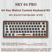 ECHOME Walnut Mechanical Keyboard Kit 64 100 Wireless Tri-mode Bluetooth Hot-swap RGB Gasket Custom Wooden Gaming Keyboard Gift