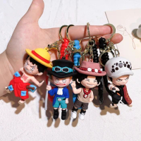 Creative cartoon pirate king keychain cute road flying rope long very flat Roger keychain men's and women's bags small pendants